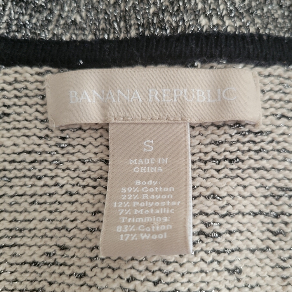 Banana Republic Silver & Black One‎ Button Cardigan Sweater Size Small - Picture 5 of 5